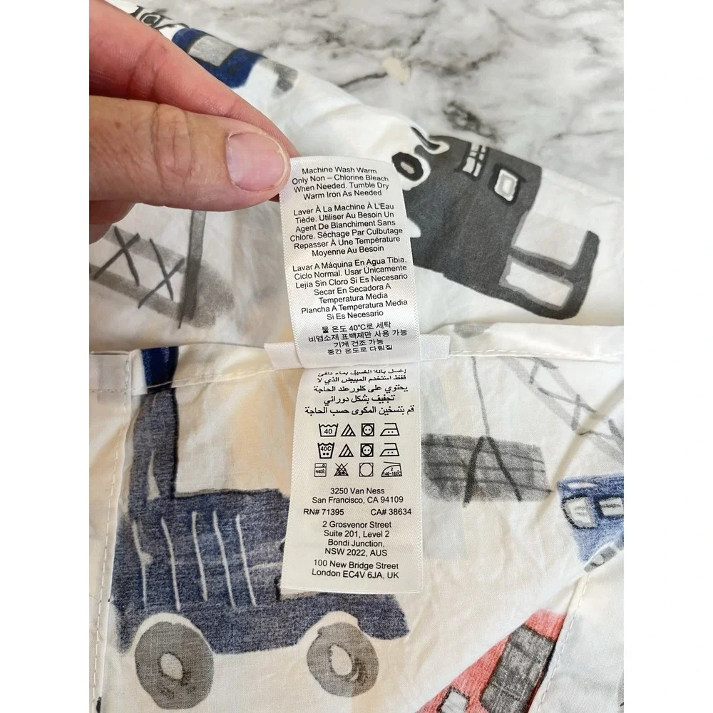 Pottery Barn Kids Toddler Flat Sheet Jax Construction 100% Organic Cotton